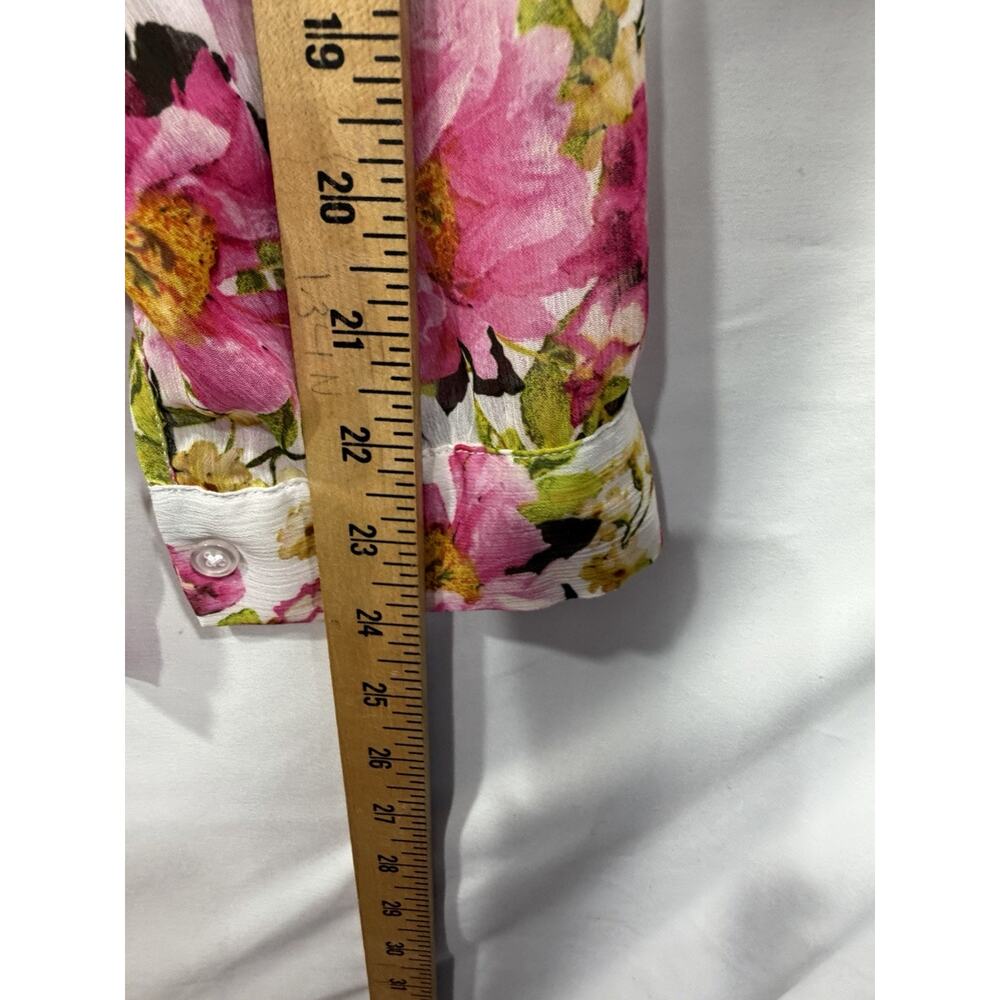 Kut From The Kloth Floral Tunic Blouse Long Sleeve Sheer Size Large - Picture 5 of 6